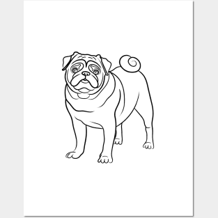 Pug Line Drawing Posters and Art
